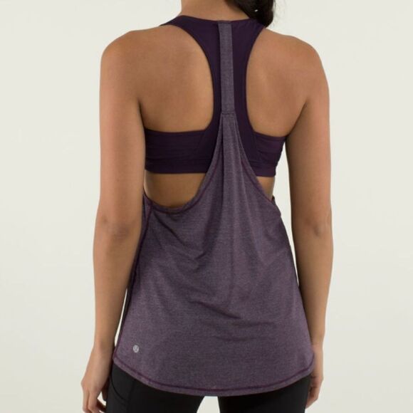 $5 Item! Lululemon Size 4 2013 2-In-Run Heathered Deep Zinfandel Athletic Tank - Picture 5 of 12